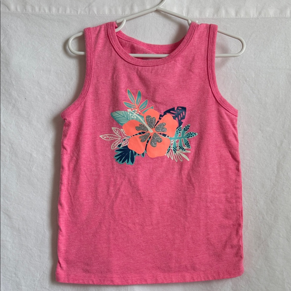 Cat & Jack Pink Tank Top with Floral Design
